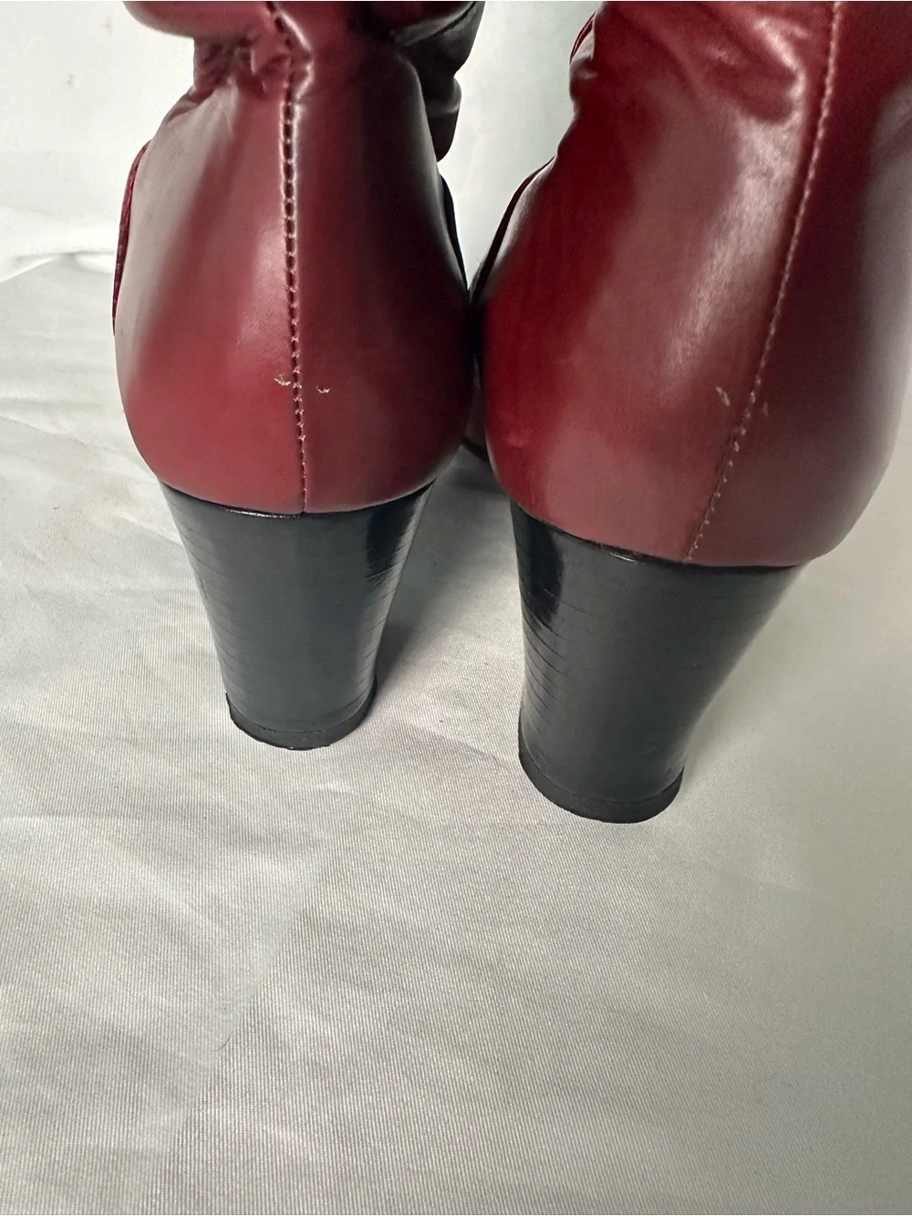 Women’s Burgundy Brown Genuine Leather Knee High Boots Size 6 Slim Fit